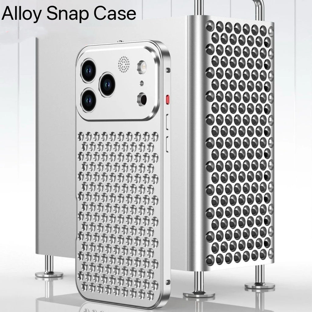 Mac Pro Honeycomb Grid Mesh Cooling Metal Snap Fastener Case for iPhone 16 17 Pro Max 15 14 13 12 Alloy Aromatherapy Cover