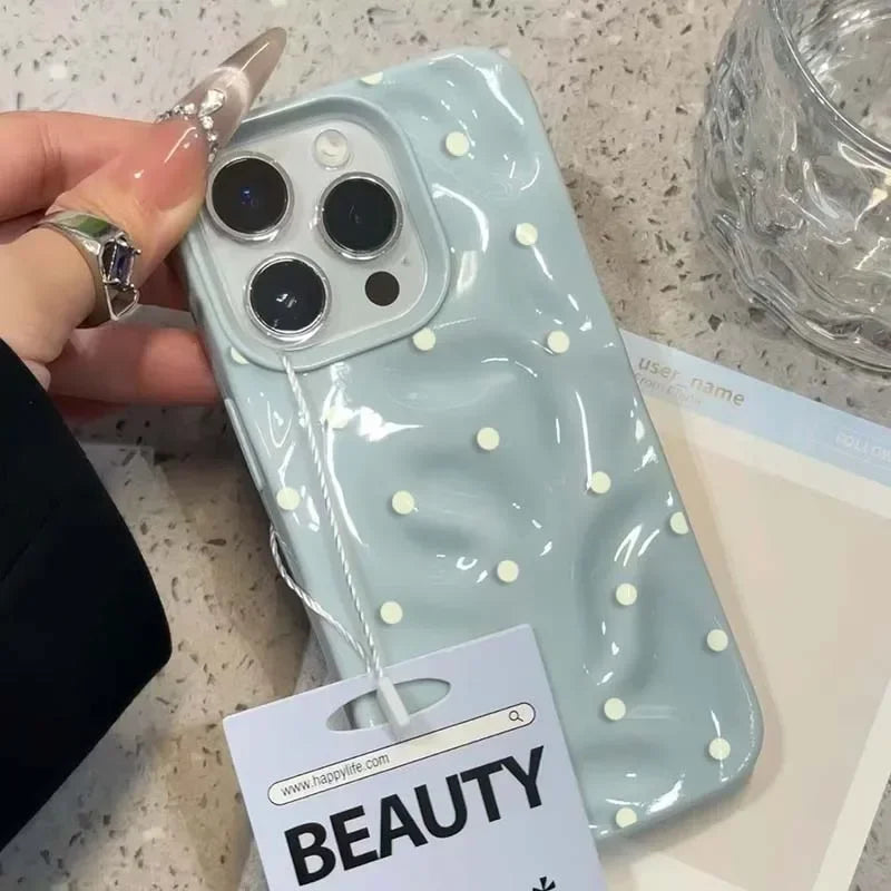 Simple Solid Color Polka Dot Phone Case For iPhone 17 16 15 14 13 12 11 Pro Max Plus 17Air Shockproof Anti-fall Protective Cover