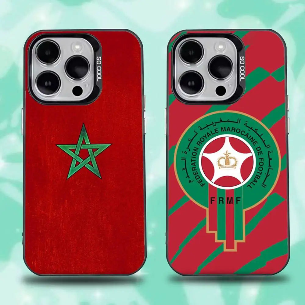Morocco Flag Phone Case For iPhone 16,15,14,13,12,11,Pro,Max,Plus,Mini,XS,SE Anti Fall Black Matte Hard Bumper