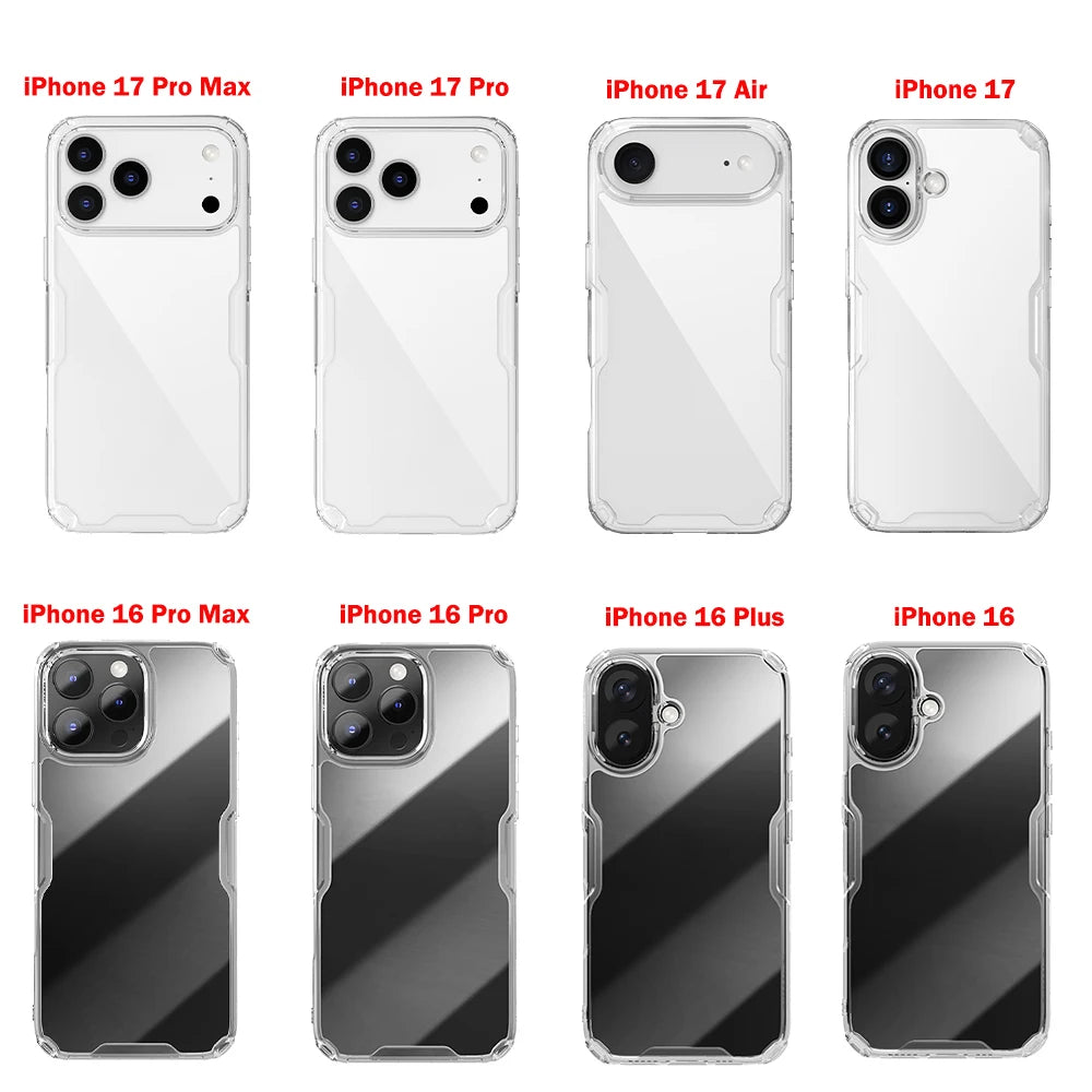 Nillkin for iPhone 17 Pro Max 16 Pro Max 17 Air TPU+PC Silicone Soft Transparent Phone Back Cover