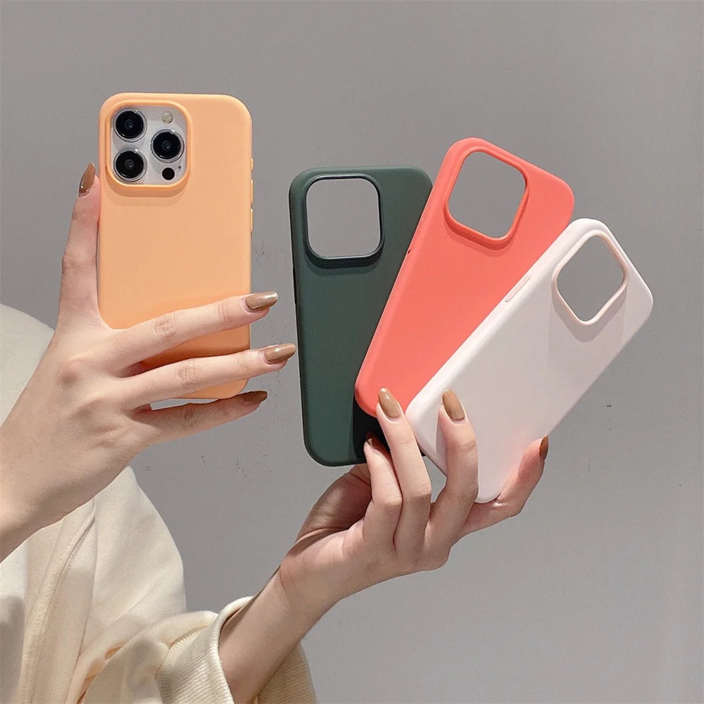 Soft Smooth Protector Shockproof Back CoverFor iPhone 16 Pro Max 15 14 11 12 13 Mini 7 8 Plus XR XS Candy Color Phone Case