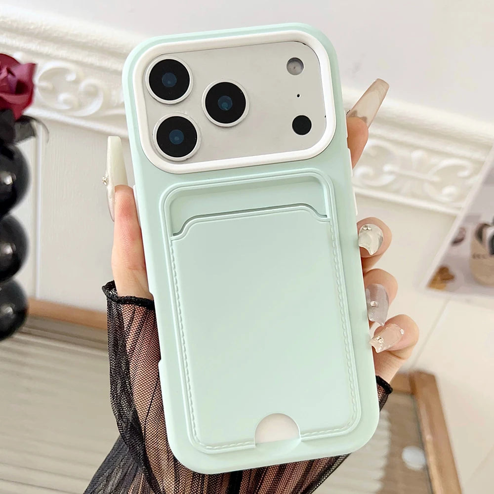 2 in 1 wallet card holder silicone phone case for iPhone 17 16 15 14 13 12 11 Pro Max Air Plus full shockproof back bumper cover