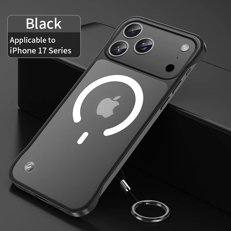 For iPhone 17 Pro Max Air Frameless Magnetic Frosted Case For Magsafe Wireless Charging Shockproof Matte Transparent Phone Cover