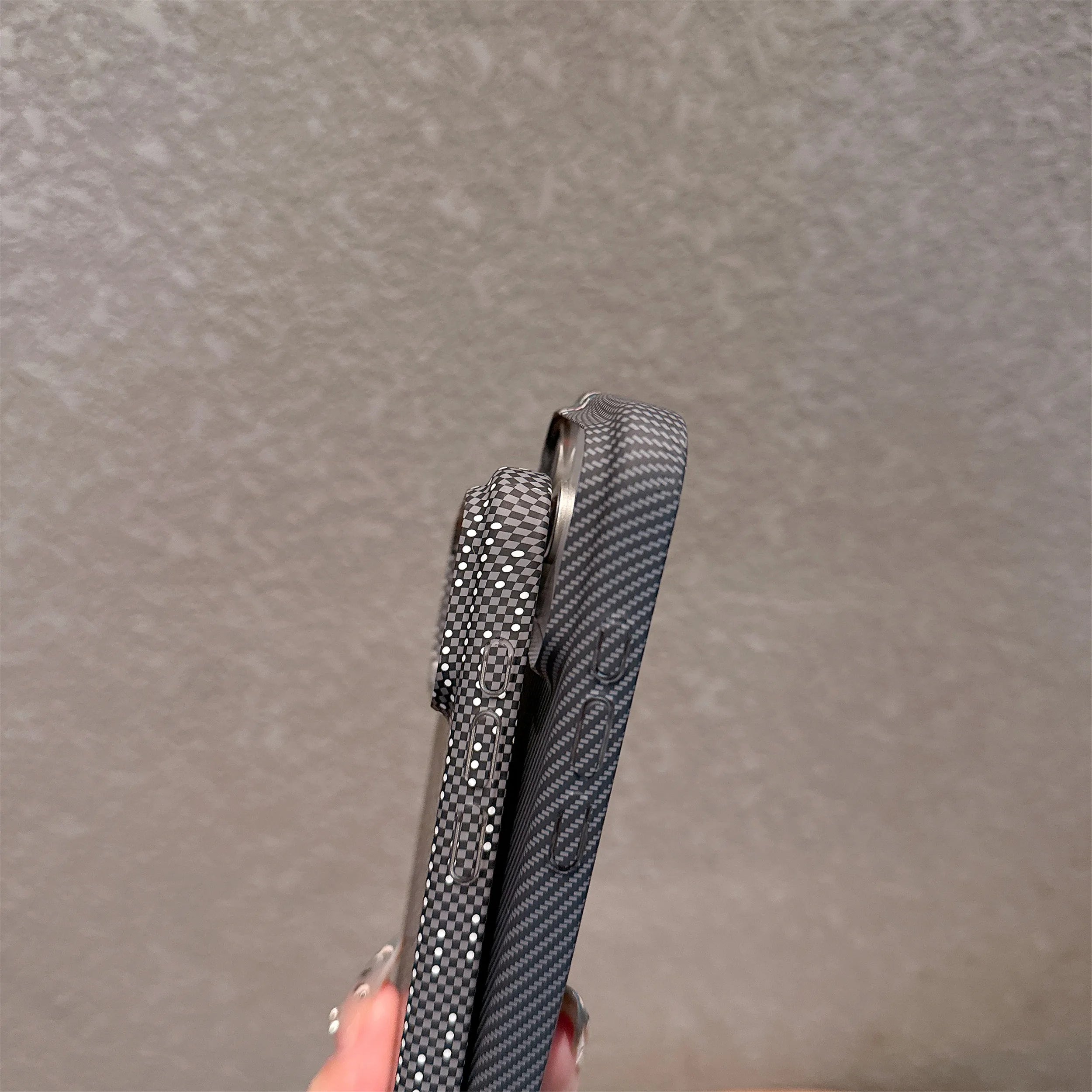 Luxury UltraThin PC Carbon Fiber Kevlar Texture Phone Case For iPhone 17 Air 16 15 14 13 12 Plus Pro Max Full Frame Bumper Cover