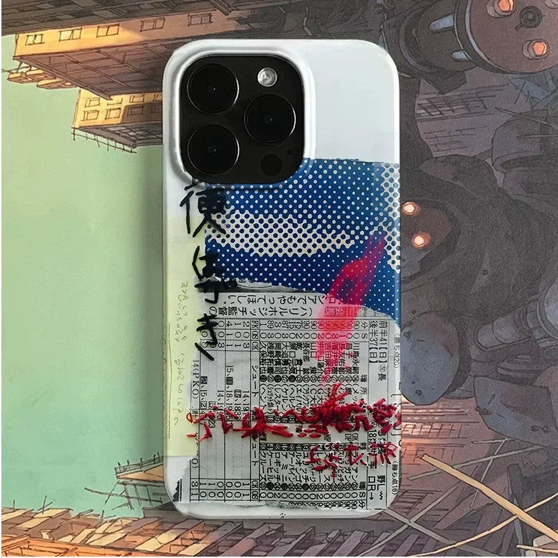 Retro Ins Japanese Poster Art Personality Creative Phone Case For iPhone 17 16 15 14 13 12 11 Pro XR XS X Max 7 8 Plus Y2K Cover