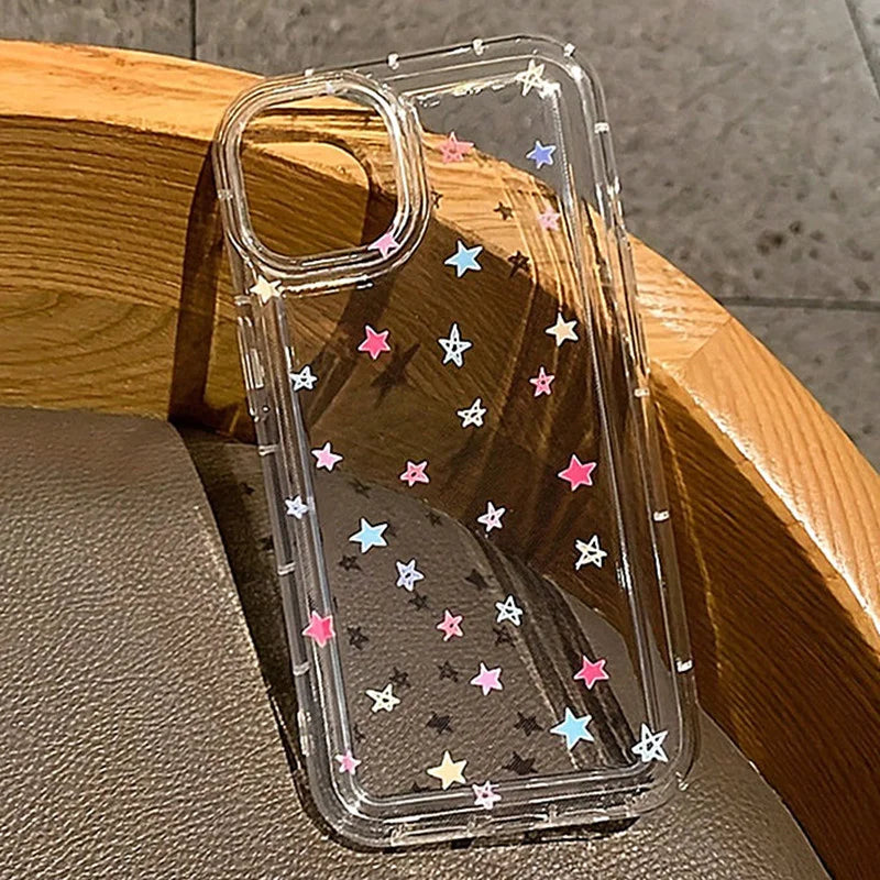 Small Flower Stars Soft Case For iPhone 17 16 16e 14 13 12 Mini 11 15 Pro Max X XR XS 13Pro 17 Air Anti-drop Airbag Cover Funda