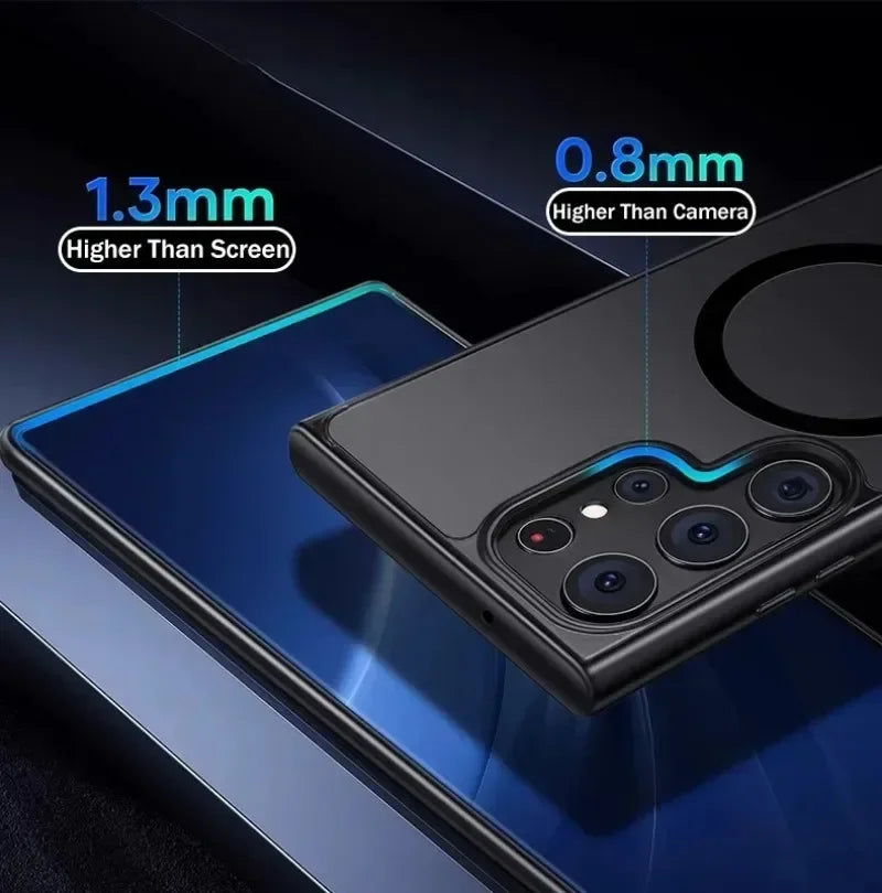 For Magsafe Translucent Case For Samsung Galaxy S26 S25 Edge S24 Ultra S23 S22+ FE Shockproof Magnetic Wireless Charging Cover