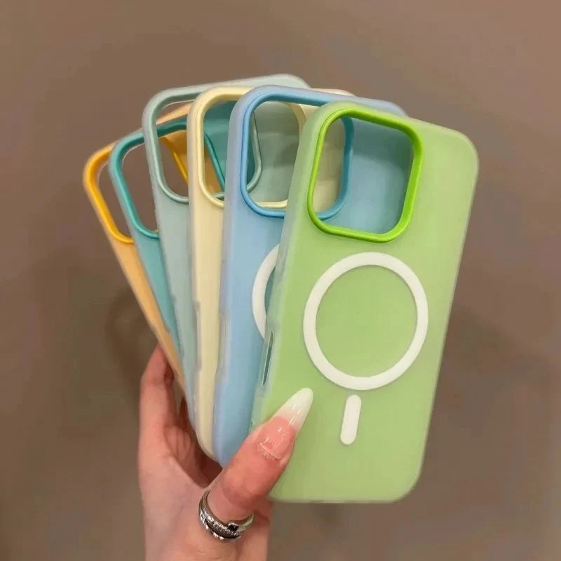 Luxury Candy Color 2 IN 1 For Magsafe Case for iPhone 17 16 15 14 Plus 13 11 12 ProMax Air Magnetic Wireless Charge Bumper Cover