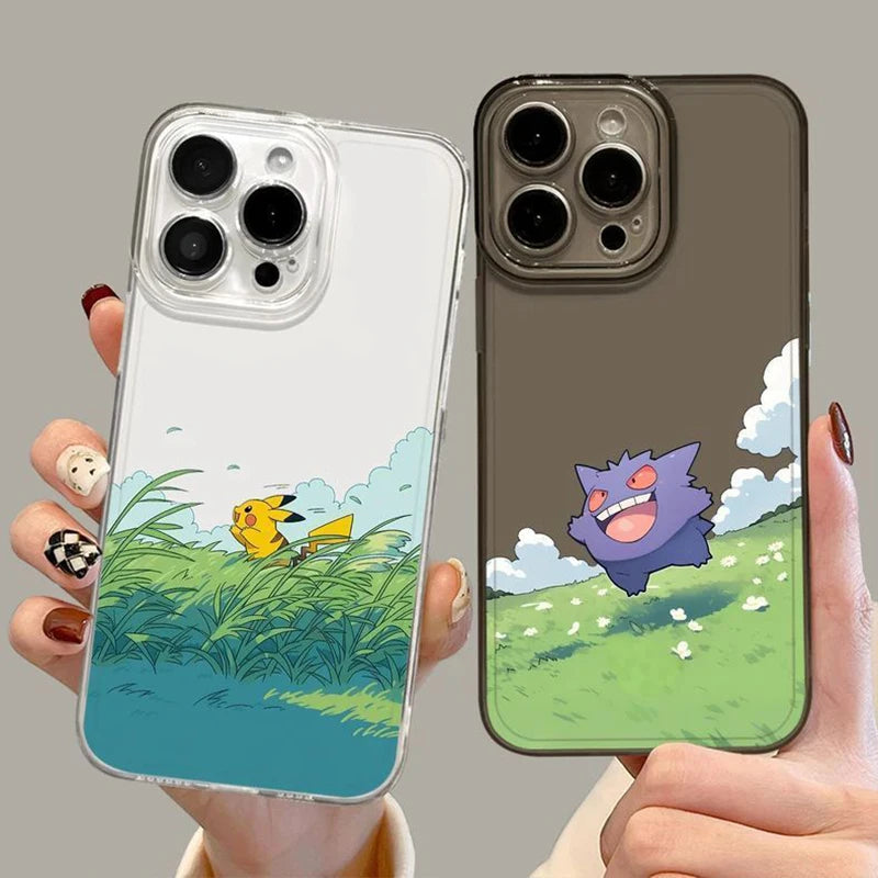 Fashion Cute P-Pokemon Pikachu Phone Case For iPhone 17 16 15 14 13 12 11 Pro Max XR XS MAX 7 8 PLUS MINI Y2K Transparent Cover