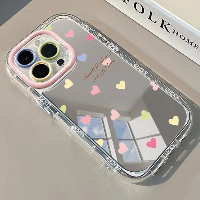 Beautiful Colorful Love English Pattern Mirror Phone Case For iPhone 17 16 15 14 13 12 11 Pro Max 16E 17E XR X XS 7 8 Plus Cover