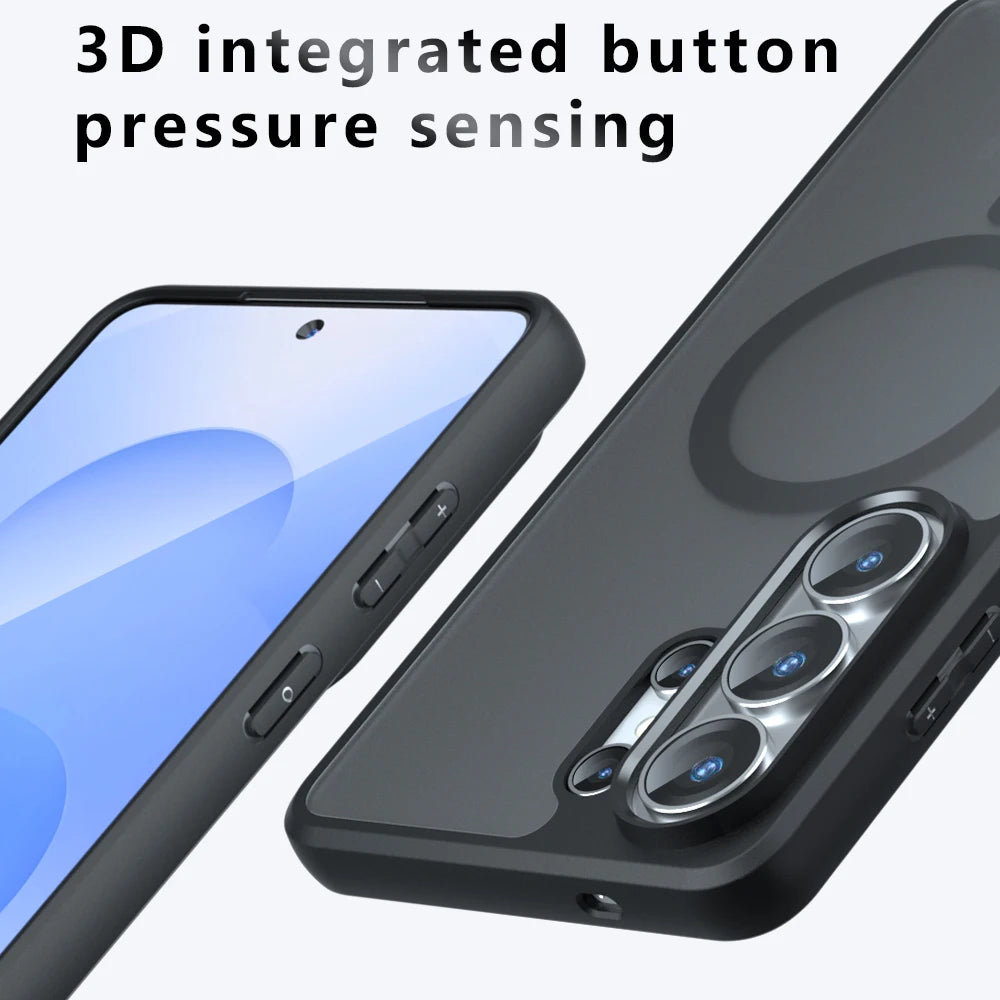 Magnetic Frosted Clear Phone Case For Samsung Galaxy S26 S25 S24 S23 S22 Ultra Plus S25 FE Plain Transparent Shockproof Cover