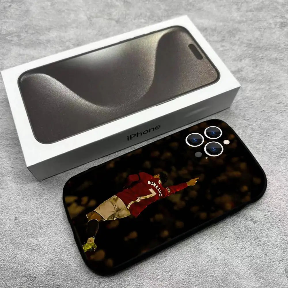 R-Ronaldo Cool CR7 Phone Case For iPhone 17,16,15,14,13,12,Pro,Max,Plus,E,SE4,Air,Mini Black Soft Box