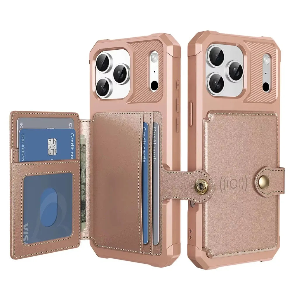 Wallet Phone Case Card Holder for Apple IPhone 17 Air 16E 16 15 14 Plus 13 12 Pro Max Hybrid Rubber Bumper Back Flip Cover