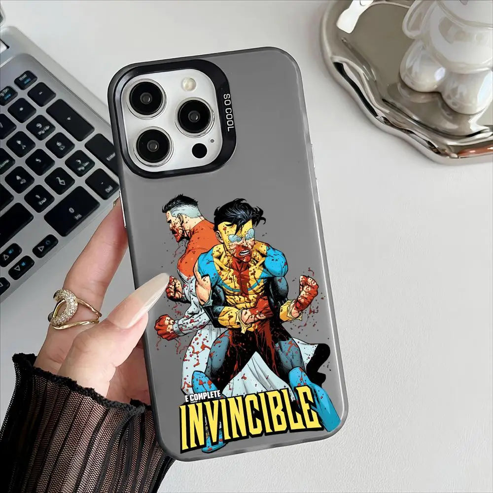 I-Invincible Cartoon Popular Phone Case For iPhone 17 16 15 14 13 12 11 Pro Max Designer Matte Laser Aurora Funda Phone Case