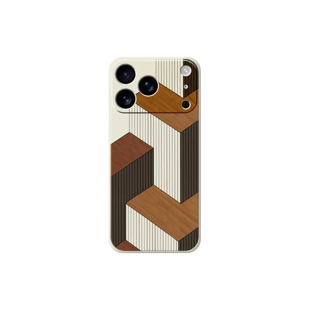 Geometric Wooden Phone Cases For iPhone 17 Pro Max 17 Air 16 15 14 13 12 11 Pro Max XS Max 7 8 Plus 16e 16 Plus TPU Cover Coque