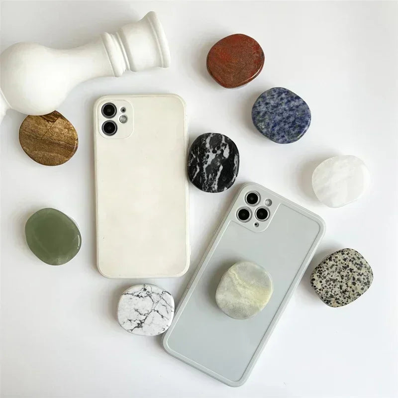 Natural Stone Shaped Phone Socket Holder Finger Grip Bracket Support Telephone for IPhone 15 14 13 Samsung Pocket Socket Stand