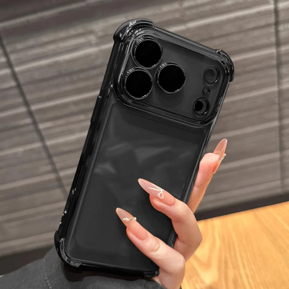 Luxury Buffer Impact Shockproof Plating Transparent Phone Case For iPhone 17 16 15 14 13 12 11 Pro Max Plus Air Clear Back Cover