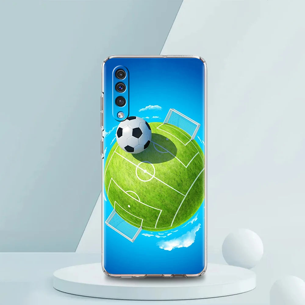 Transparent Phone Case for Samsung Galaxy A16 A14 A12 A22 A24 A42 A06 A20 A30 A40 Soft TPU Cover Football Footy Soccer Pattern