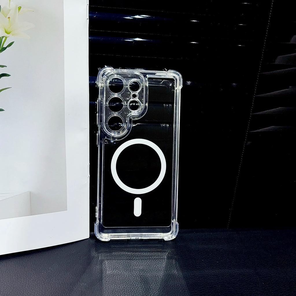 For Magsafe Case Samsung Galaxy S26 S25 S24 S23 S21 S20 FE S22 Note20 Ultra 10 Plus Magnetic Transparent Shockproof Cover
