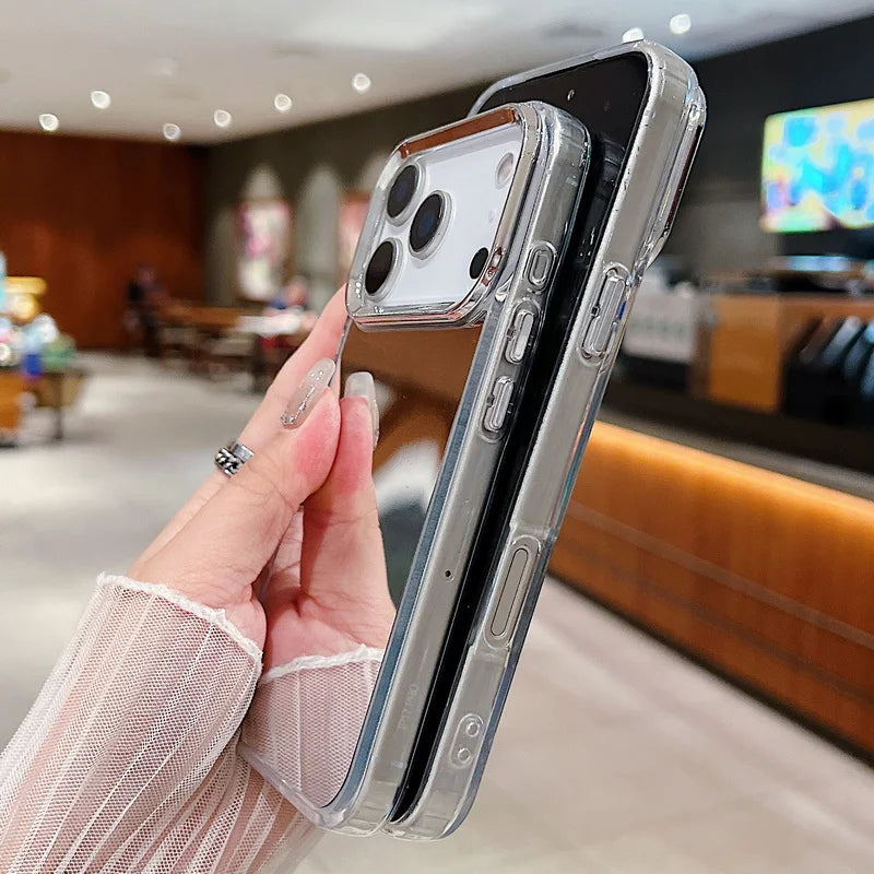 Luxury Fashio Simple Plating Makeup Mirror Phone Case for IPhone 17 Air 16E 15 14 13 12 11 Pro Max Plus Shockproof Protect Cover