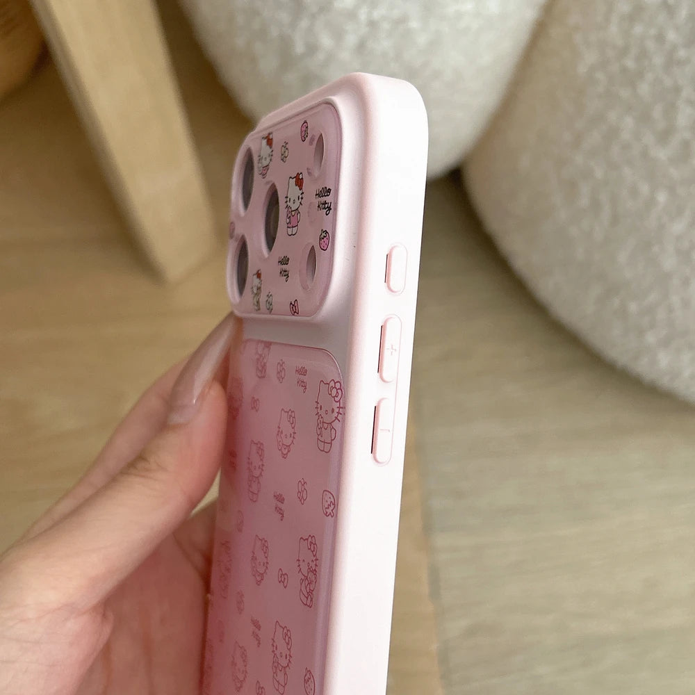 Fashion Cute Cartoon Sanrio Hello Kittty Bow Phone Case For iPhone 17 16 15 14 Pro Max Cases Shockproof Hard Cover With lanyard