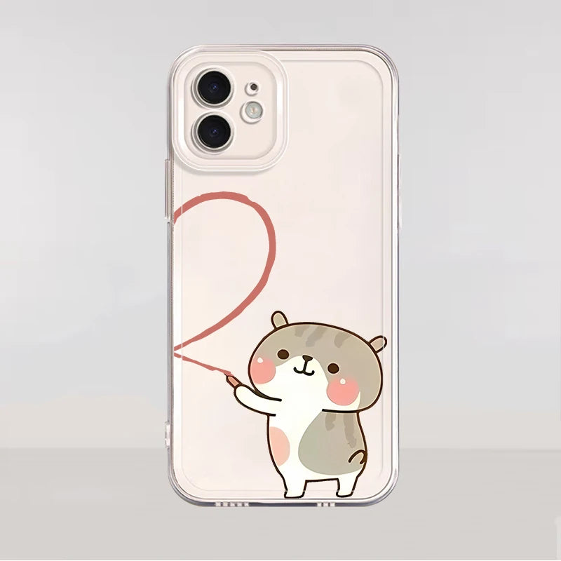 Cartoon Fun Matching Couple Case for Apple iPhone 16e 7 8 SE XR 13 12 11 Pro Max 15 14 16 Plus XS Clear Soft