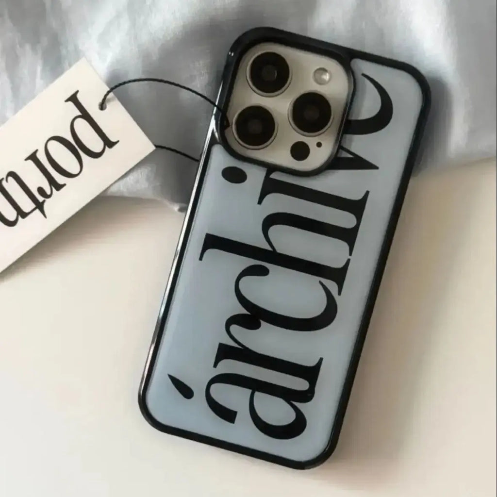 Korean Ins Simple Personality Old Money Style Archive Letter Phone Case For IPhone 17 16 15 14 13 12 11 Pro Max Plus Y2K Cover