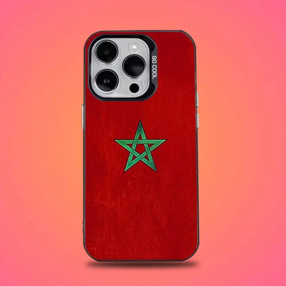 Morocco Flag Phone Case For iPhone 16,15,14,13,12,11,Pro,Max,Plus,Mini,XS,SE Anti Fall Black Matte Hard Bumper