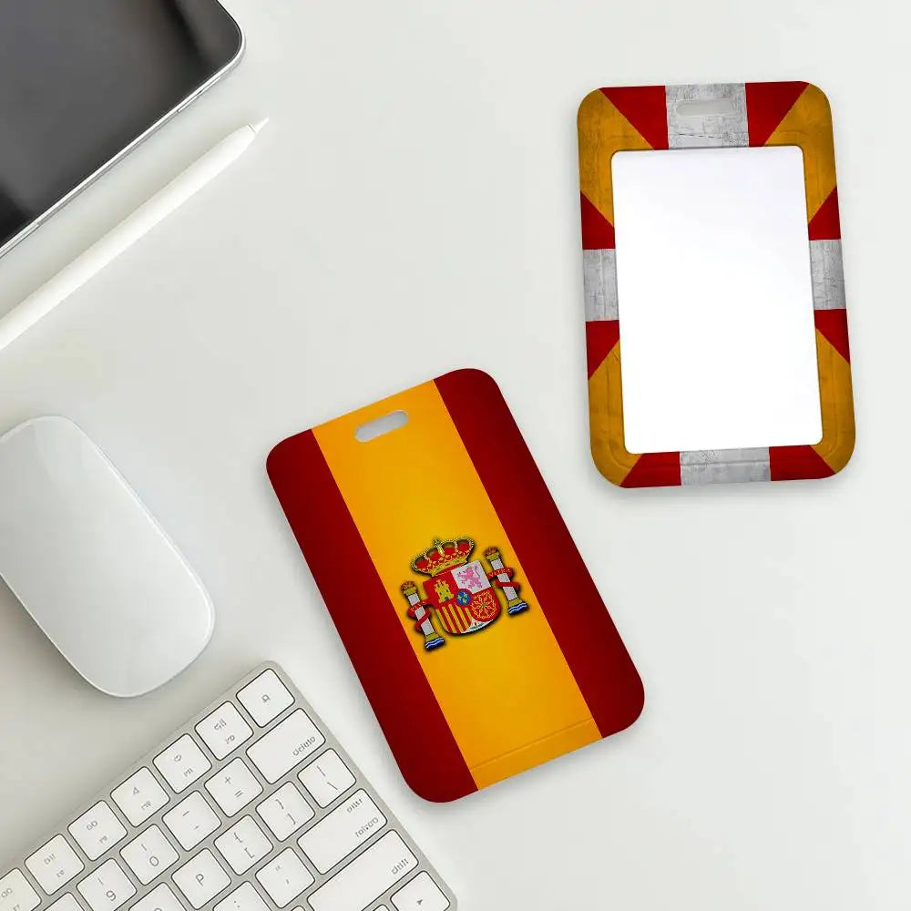 Spain Flag Card Holder Student Campus Meal Cards Public Transport Subway Cardcase