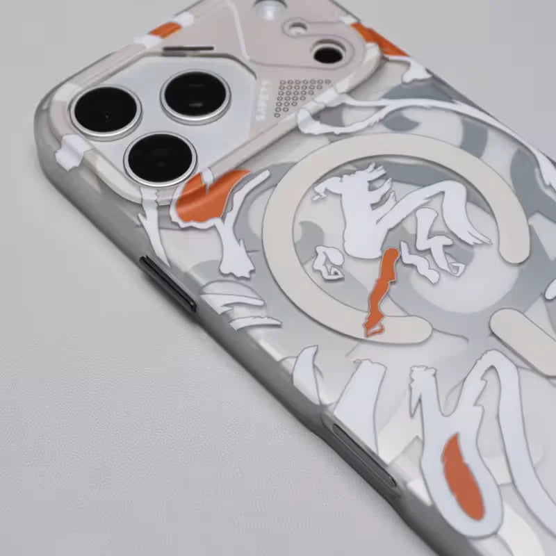 for MagSafe Geometric Graffiti Matte Magnetic Case for IPhone 15 16 17 Pro Max Wireless Charging Shockproof Lens Coverage Cover
