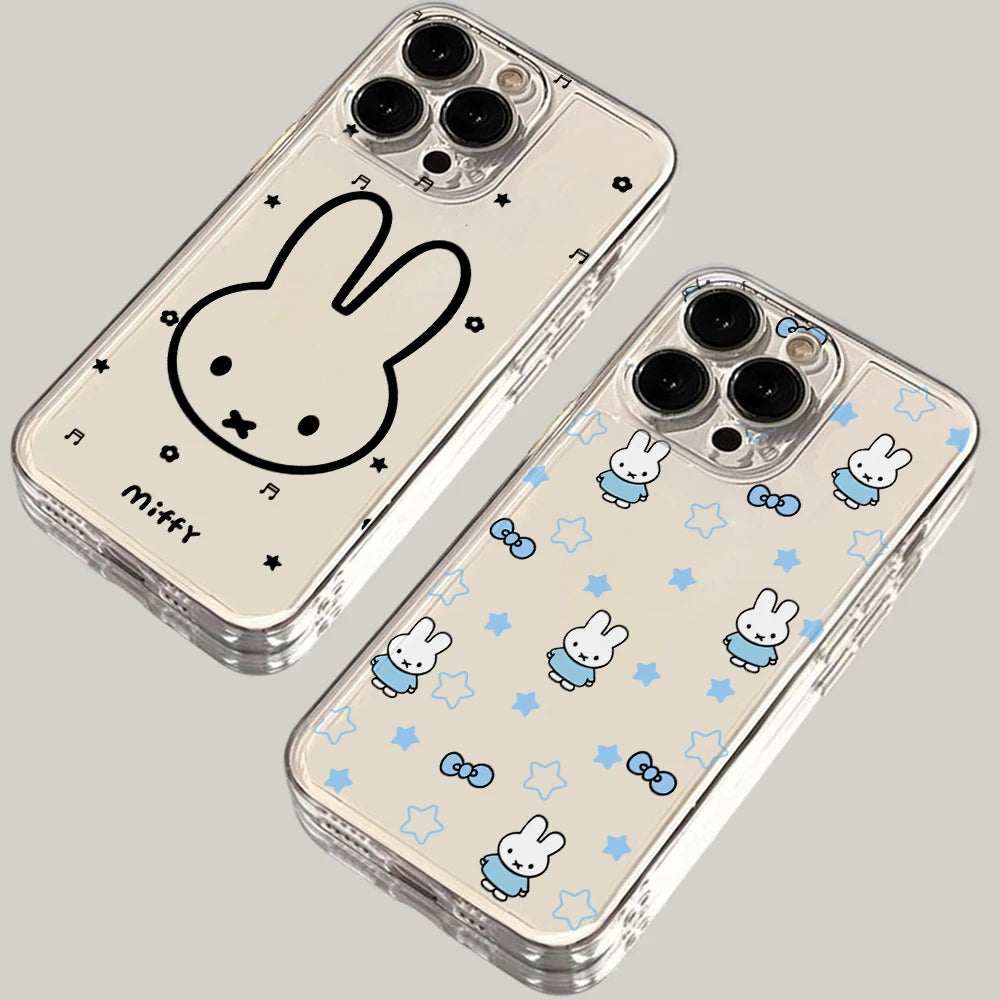 Cartoon Rabbit M-Miffies Phone Case for iPhone 17 17e Air 16 16e 15 14 Plus 13 12 11 Pro Max X Xs XR 8 TPU Transparent Cover