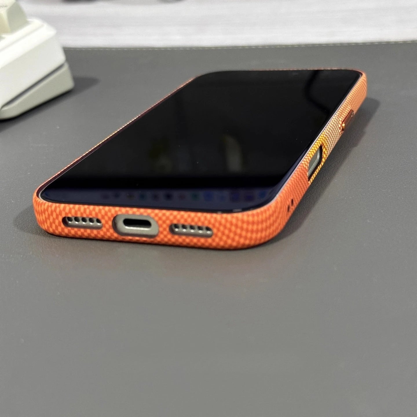 Fashion Orange Plaid Magnetic Case for iPhone 17 Pro Max Magnets Carbon Phone Cover Camera Lens Protection Fundas Hard PC Shell