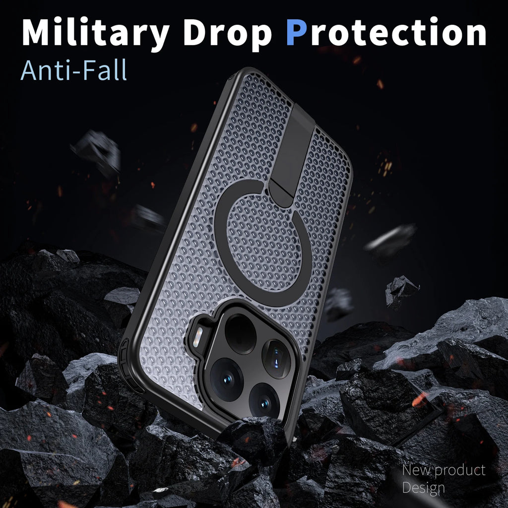 For Xiaomi 17T Pro 17 15T 14T Pro Luxury Magnetic Bracket Heat Dissipation Phone Case Shockproof Rugged Tough Cover Fundas