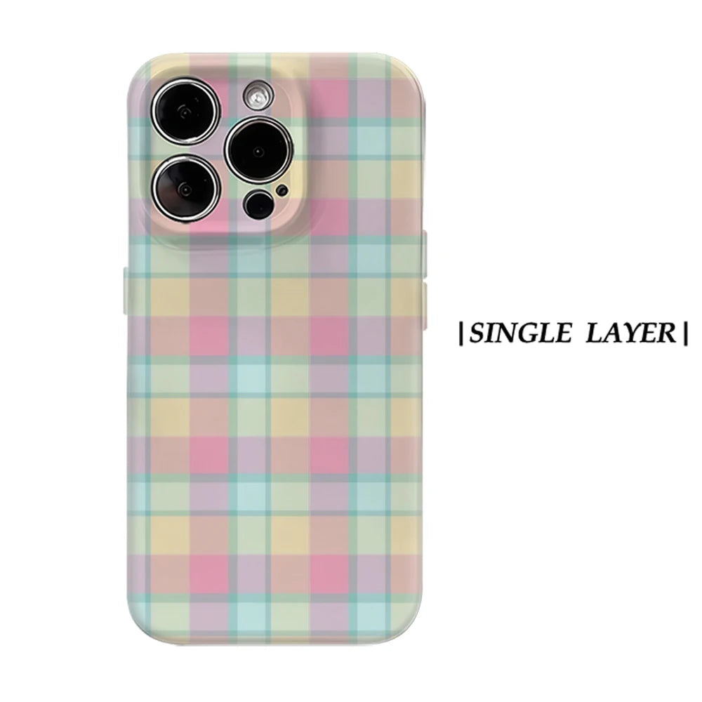 Pastel Plaid for IPhone17 Must for Magnetic Phone Case for IPhone 17 16 15 14 13 Pro Max Plus Single Double-layer Tough Case