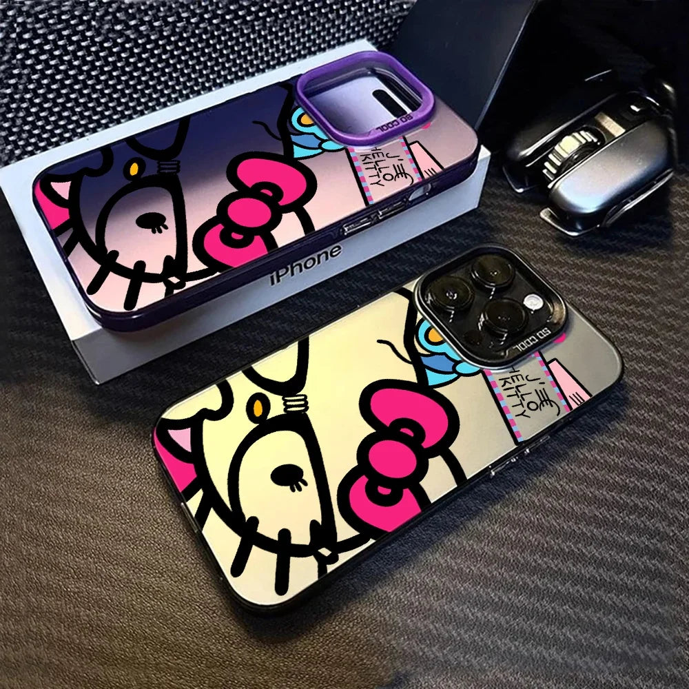 Sanrio Cartoon Hello Kitty Phone Case for iPhone 17 Pro 16 15 14 ProMax XR X XS 7 8 13 14 Pro Max 15 Plus Matte IMD Laser Cover