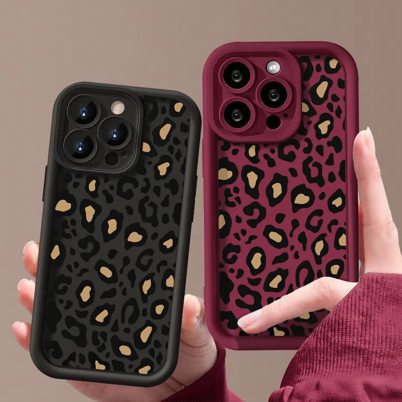 Leopard Patterned Case For iPhone 16 Pro Max Shockproof Bumper Phone Cover Coque For iPhone 14 15 Pro Max 13 12 11 16e 17 Air