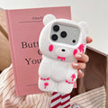 Funny 3D Cartoon Bloody Bear Soft Silicone Phone Case for iPhone 17 13 14 15 16 Pro Max Cute Shockproof Cover Capas
