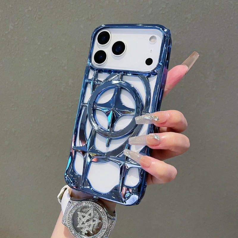 For Magsafe Magnetic Solid Color Plating Hollow Heat Dissipation Phone Case For iPhone 17 Pro Max 17 Air 15 12 13 14 16 Pro Max