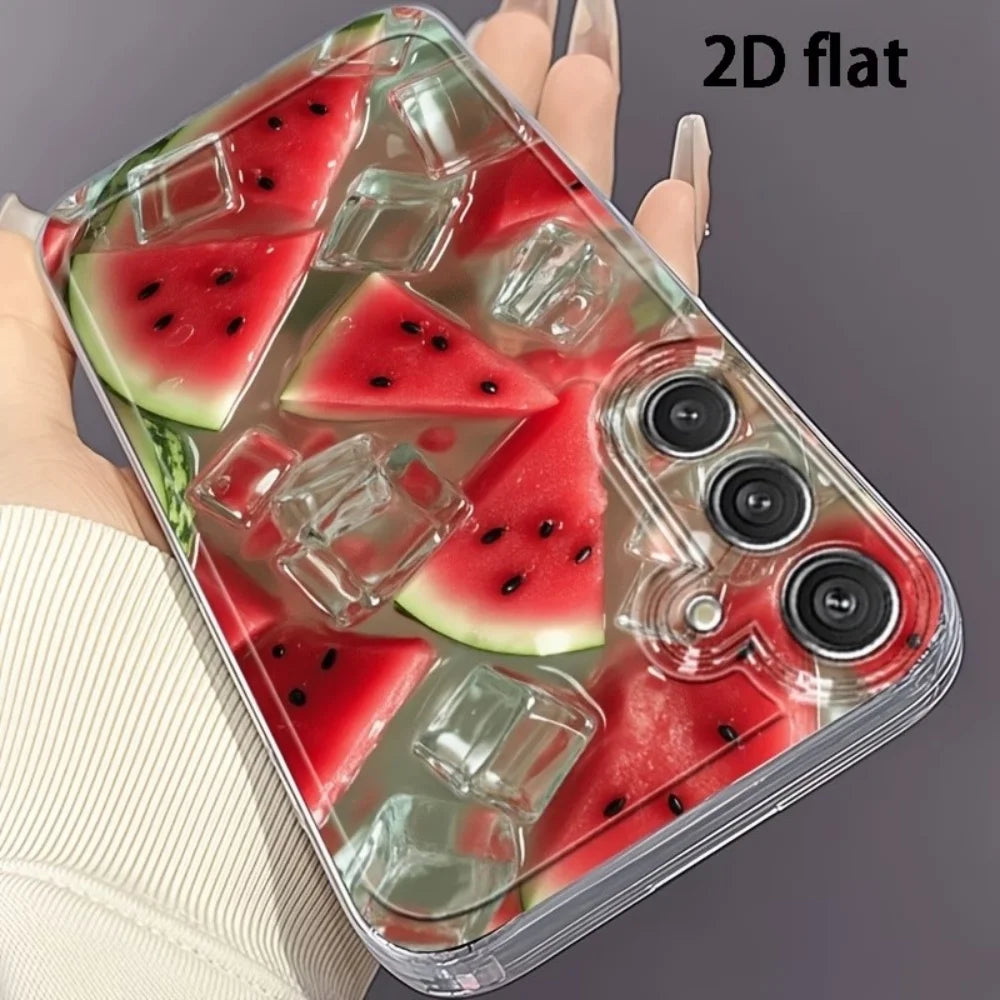 Summer Iced Watermelon Pattern TPU Phone Case For Samsung Galaxy S26 S25 S24 S23 S22 S21 S20 Ultra Plus FE Edge 2022 5G Cover
