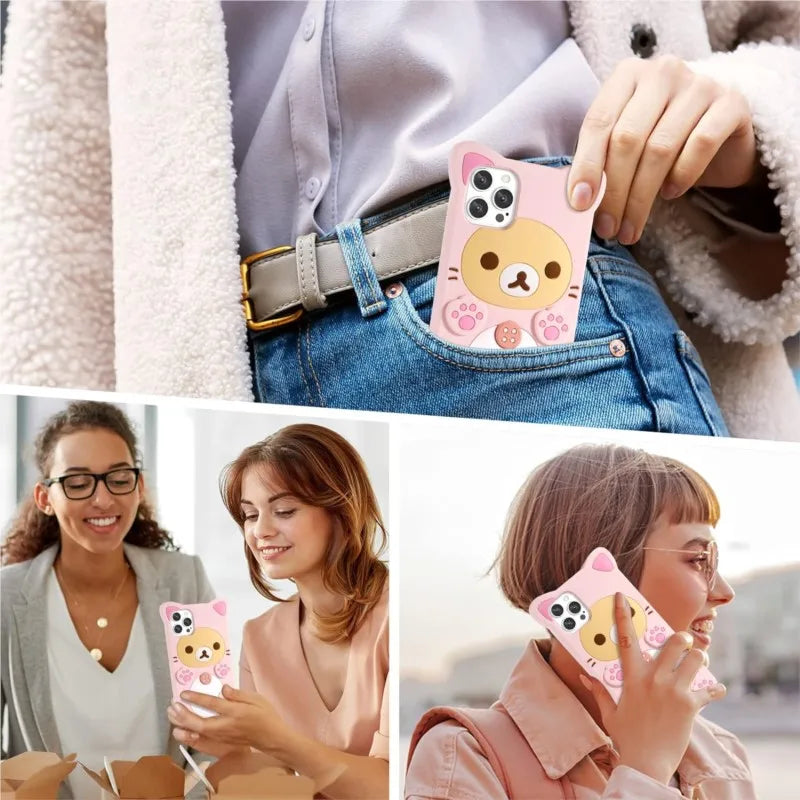 Rilakkuma Cat Bear For Samsung Galaxy A15 A14 A53 A54 S20 FE S22 S23 S24 Plus Silicone Soft Cover Case