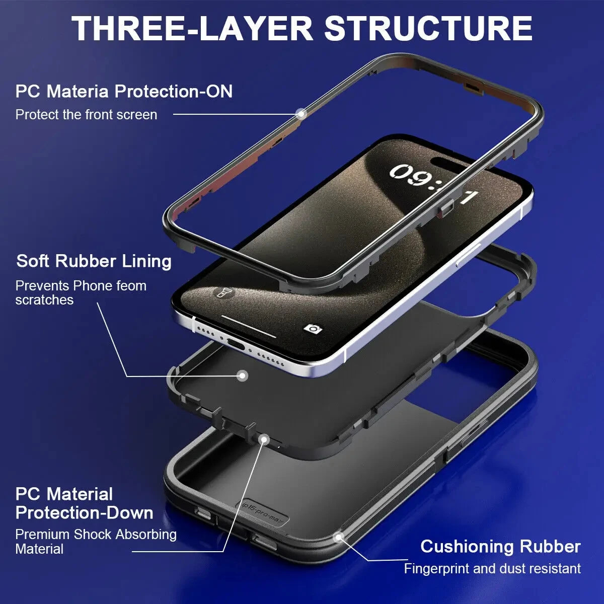 For iPhone 16 15 13 11 14 Pro Max MINI X XR XSMAX SE 6 7 8Plus Military Level Heavy Duty Hard 3 IN1 dustproof Shockproof Cases
