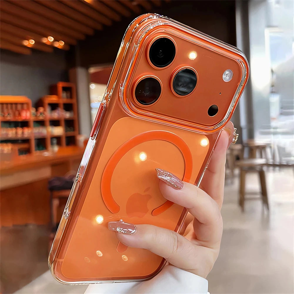 Transparent Ultra Thin Hard PC For Magsafe Magnetic Case For iPhone 17 Pro Max Air 13 14 15 16 Plus Clear Candy Shockproof Cover