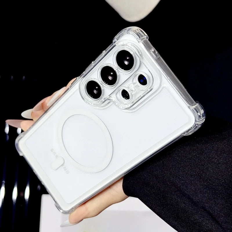 for Magsafe Airbag Shockproof Case for Samsung S26 S25 S24 S23 Ultra Plus S22 S21 FE A57 A56 A35 A05s A54 Clear Magnetic Cover