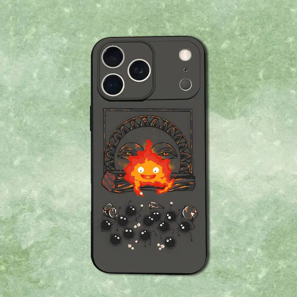 Anime C-Calcifer-ES Cute Phone Case For iPhone 14,13,17,12,11,16,15,Plus,Pro Max,XS,X,XR,SE,Mini,Soft Silicone Black Cover