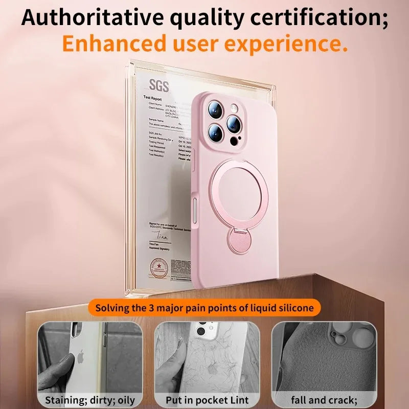 Silicone Lanyard Magnetic Phone Case For iPhone 17 Pro 16 13 15 14 Pro Max Air For Magsafe Wireless Charging Bracket Phone Cover