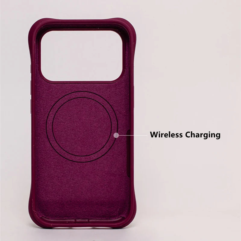 Magnetic 3D Water Ripple Liquid Silicone Protective Case For iPhone 17 17Pro Max 16 15 Solid Color Flocking lining Matte Cover
