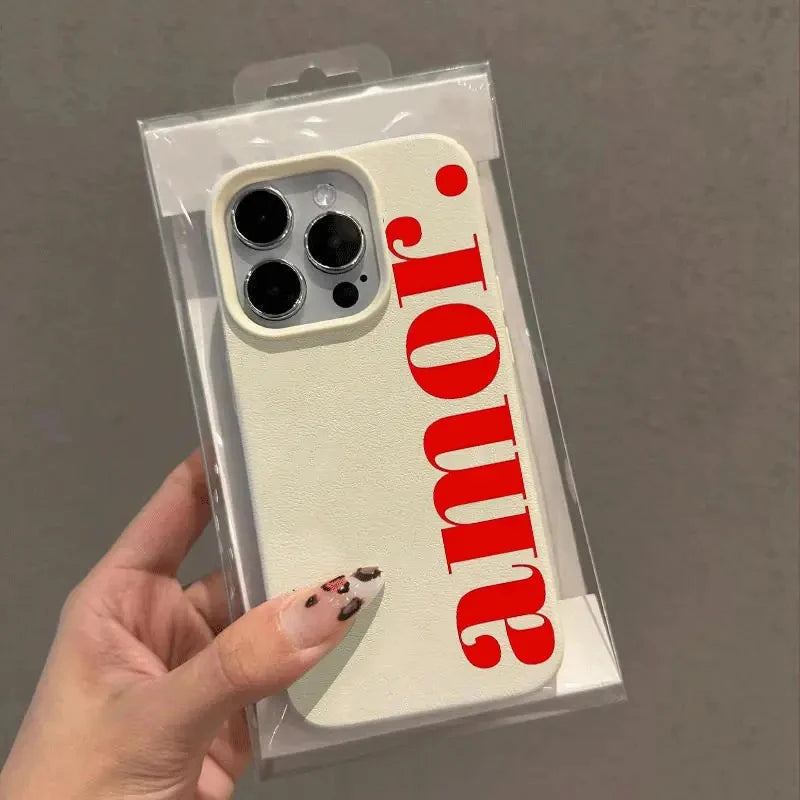 The Red Artistic Letter Pattern Phone Case For iPhone 17 16 15 14 13 12 11 Pro Max 17 Air 16E XS X XR Plus Shockproof Soft Cover