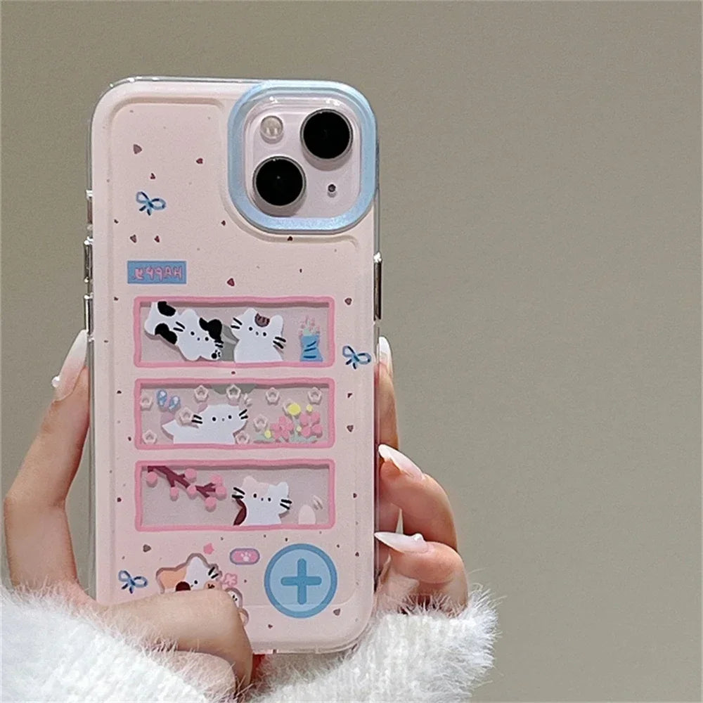 INS Korean Cute Flower Cat Bow Phone Case For Samsung Galaxy A55 A35 A25 A15 A05s A54 A24 A14 A06 A13 A53 A33 A23 4G 5G Cover