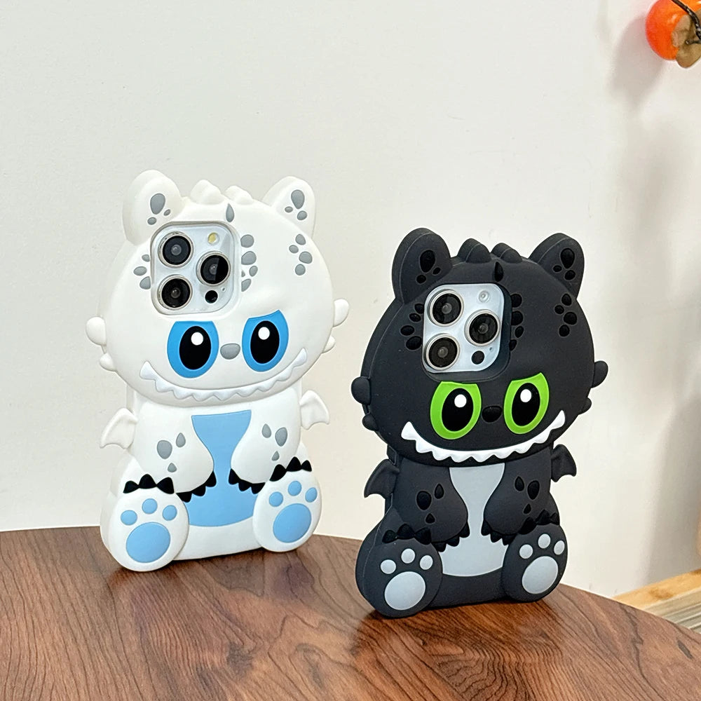Kawaii 3D Cartoon Monsters Soft Silicone Phone Case Funny Shock Proof Cover For iPhone 16 15 14 Plus 13 12 Pro Max Capas