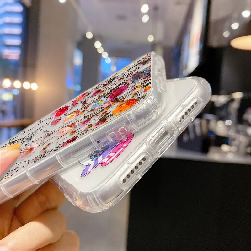 Flower Phone Case For iPhone 17 Case iPhone 15 13 14 11 12 16 Pro Max 7 8 Plus 12 13 Mini XR SE Soft Silicone Transparent Cover
